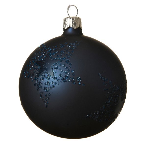Χριστουγεννιάτικη Γυάλινη Μπάλα Μπλε με Αστεράκι (8cm)
